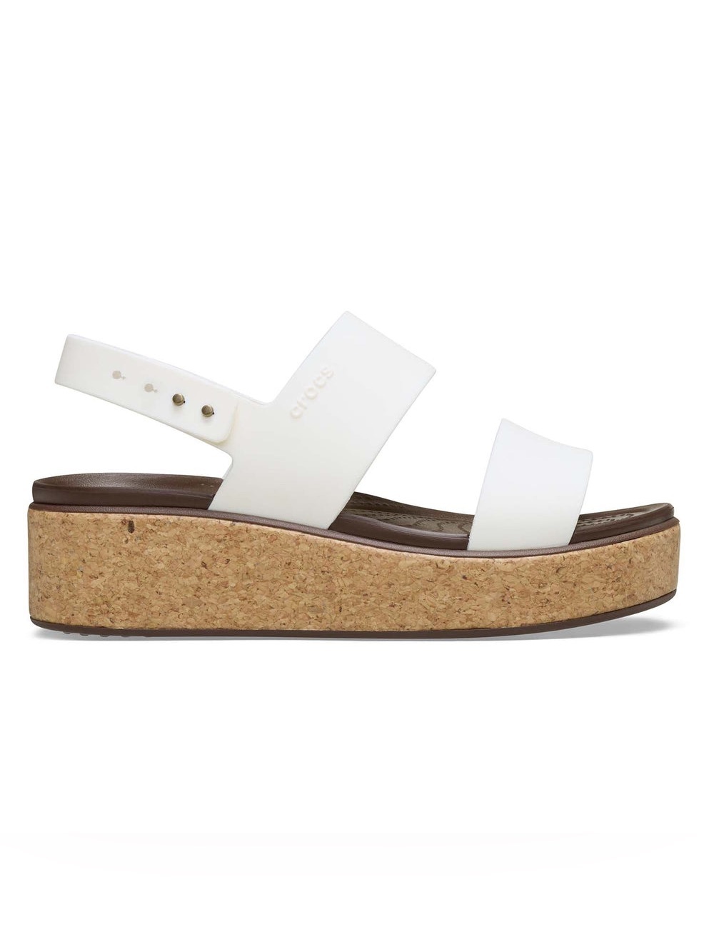 Crocs Brooklyn Cork Low Wedge Sandals in Chalk